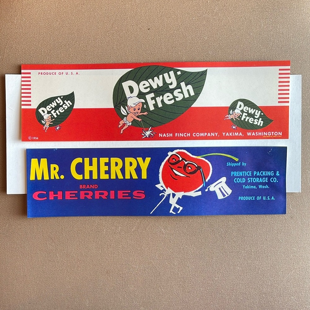 Vintage Can/Crate labels: Dewy-Fresh Nash Finch Company & Mr. Cherry